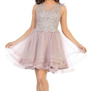 NWT May Queen MQ1681 Homecoming Dress Mauve Size 14